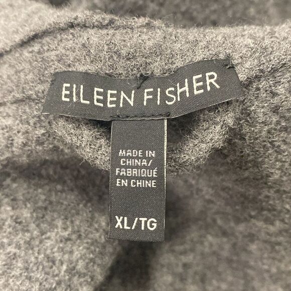 EILEEN FISHER XL Gray Merino Wool One-Button Slouchy Sweater Blazer Notch Collar - Picture 13 of 16